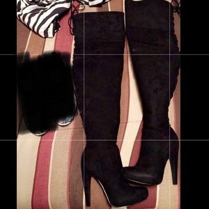 Black JustFab Thigh High Boots